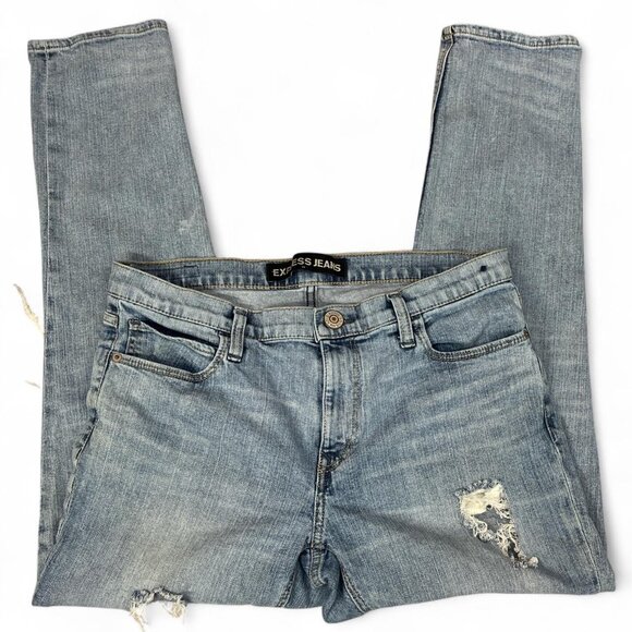 Express Girlfriend Mid‑Rise Straight Leg Jeans | Women’s Size 10 | Casual Street - Picture 1 of 8